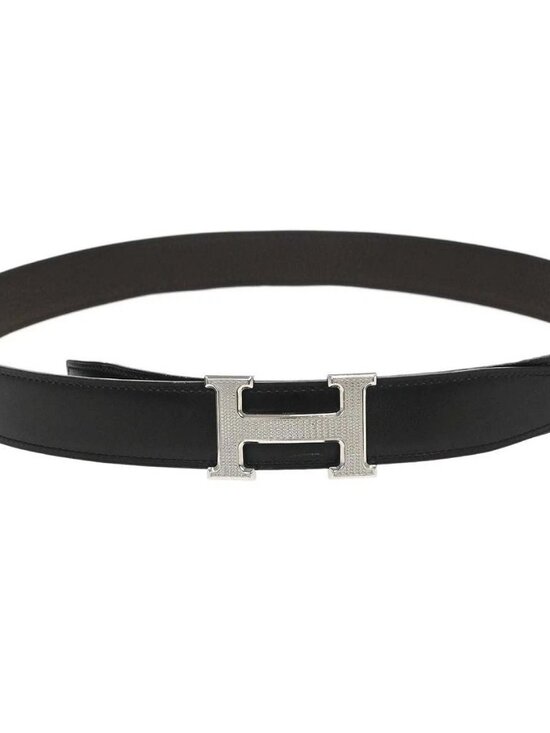 Hermes Black Box Calf Togo Constance Guilloche Reversible Belt
